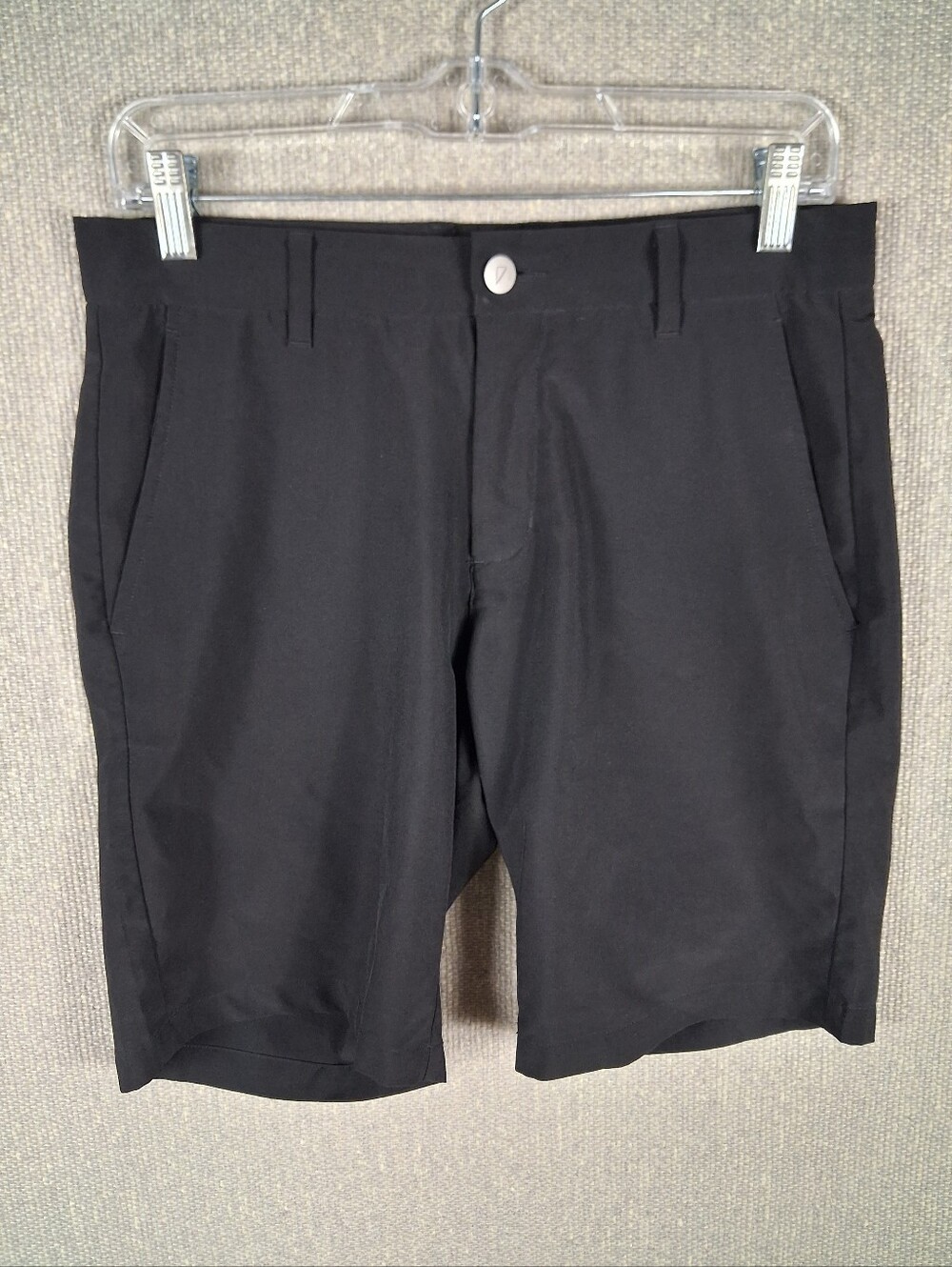 Primo Golf Shorts Mens 30 Black Performance Stretch Flat Front 9" Inseam Chino